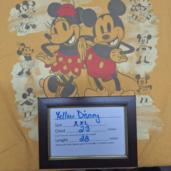 Disney Mickey Minnie Mouse Yellow Womens XXL Tee Shirt Short Sleeve - Picture 5 of 8
